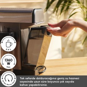 Resim Karaca Mycaffe Barista S20 Entegre Süt Hazneli Otomatik Espresso ve Latte Makinesi Silver 