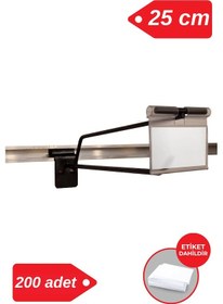 Resim 25 Cm - 200 Adet Siyah Etiketli Kanallı Pano Kancası Raf Askısı Siyah 