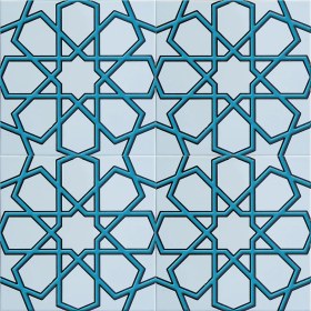 Resim Armada Çini 20x20 Cm SP 89-v Turkuaz Beyaz Türkmen Yıldızı Çini Karo 