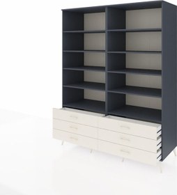 Resim Kronos Gardrop 10 Raflı 6 Çekmeceli 176x59x221 Antrasit-antrasit/aytaşı Antrasit/aytaşı 