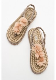 Resim Luvishoes Santra Koyu Bej Parmak Arası Kadın Sandalet Koyu Bej 