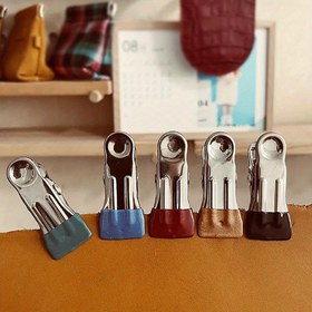 Resim 5 adet Dayanıklı Paslanmaz Çelik Deri Sanatı Dikiş Kelepçeleri, DIY Deri İşçiliği El İşçiliği Sabitleme Araçları 