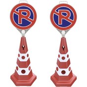 Resim 2 Adet Kırmızı Renk Ağırlıklı Kedi Gözlü Park Yapılmaz Dubası 6 Kg Park Yapılmaz Levhası 