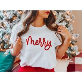 Resim Merry Baskılı T-shirt - Beyaz Beyaz 