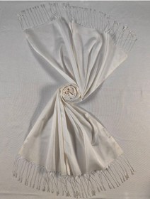 Resim Mim Eşarp Mısırlı Eşarpları Düz Renk Koza Şal Kırık Beyaz 