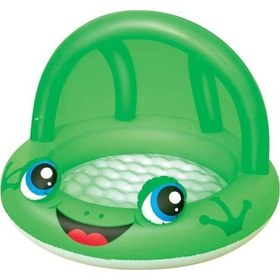 Resim Kurbağa Desenli Gölgelikli Bebek Çocuk Havuzu 97x66 Cm 52189 Çok Renkli 