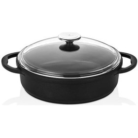 Resim Cem Premium Alüminyum Döküm Basık Tencere 28 Cm Siyah 