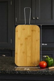 Resim Zoe - Çelik Saplı Kesme Tahtası Büyük Bambu 