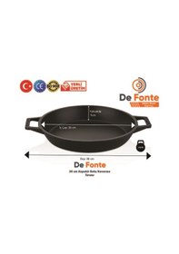 Resim Defonte Döküm Demir Çap 36 Cm Kavurma Tavası Yuvarlak Cam Kapak 