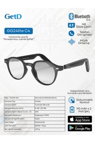 Resim Get D GETD GG24liteC4 Akıllı Gözlük – Çeviri, Müzik ve Arama Özellikli Bluetooth Gözlük (Kamerasız) 