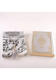 Resim Seccade + Tesbih + Kuran Hediye Seti Hafız Boy, Yeni Cilt, Gri 