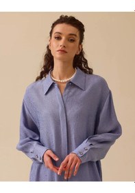 Resim Scl Oversized Midi Gömlek Yaka Kadın Tunik - Günlük Şıklık 