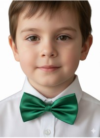 Resim Masal Dünyası Bursa Zümrüt Yeşili Erkek Bebek/Çocuk Saten Papyon ( En 9 Cm Boy 5 Cm ) 