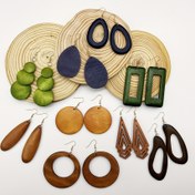 Resim Minimalist Klasik Ahşap Küpeler, Yaratıcı 9 Çift Karışık Set 