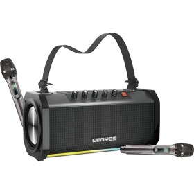 Resim Lenyes S863 Rgb Led Işıklı Mikrofonlu Tws Bluetooth Speaker Hoparlör V5.3 Siyah 