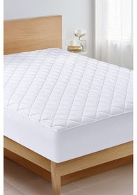 Resim %100 Mikrofiber Kapitone Yatak Koruyucu Alez Full Kenar Çarşaf Fitted Tek Çift Battal Bebek Beyaz 