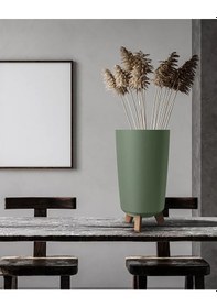 Resim Gracia Ayaklı Plastik Saksı Antrasit 