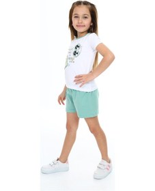 Resim Toontoy Kids Toontoy Kız Çocuk Mucıs Makes Me Happy Baskılı Şortlu Takım Yeşil 