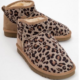 Resim Luvi Shoes Zaz Kum Desenli Hakiki Deri Kadın Bilekte Bot Kum Rengi 