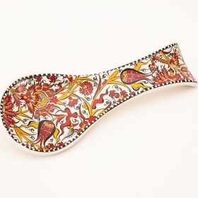 Resim Dört Çiçek Beyaz Seramik Desenli Dekoratif Kirli Kaşıklık Kaşık Altlığı Kaşık Ve Kepçe Altlığı 