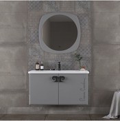 Resim Pierre Cardin Star 105 Cm Mat Anthracite Banyo Dolabı Mat Antrasit 