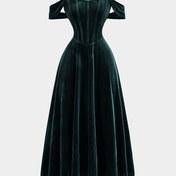 Resim Kadınlar İçin Şık Omuz Açık A Kesim Elbise - %100 Polyester, Makinede Yıkanabilir, Orta Esneklikte Düz Renk, İlkbahar Yaz Sonbahar Günlük ve Resmi Kıyafet 