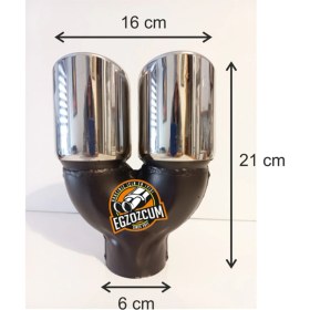 Resim 76 Mm. Çiftli Önü Kesik Eşit Paslanmaz Krom (Dual) Egzoz Eksoz Ucu 