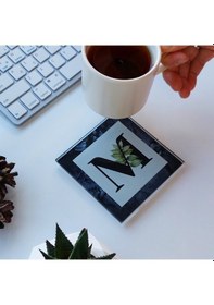 Resim Decorita Cam Bardak Altlığı M Harfli Tasarım 4'lü Takım 10 x 10 CM Çok Renkli 