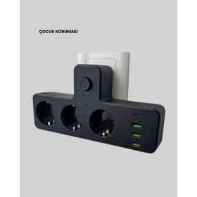 Resim MegaSepet Bfs Ev ve Ofis Için Akıllı Çoklu Priz 7 Girişli 