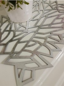 Resim KEÇECİ ŞEYDA Deri Gümüş Salon Takımı 4 Parça (masa Runner, Konsol Runner,orta Sehpa Runner, Sehpa Pecete) 