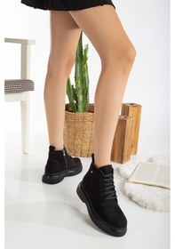 Resim Jiwa Siyah Süet Bağcıklı Bot Çok Renkli 