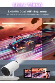 Resim BellaThec Taşınabilir Android Projeksiyon Cihazı | HDMI ve USB Girişli, Dahili Wifi ile Full Bağlantı 