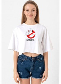 Resim Casper The Friendly Ghost Casbuster Beyaz Kadın Crop Tshirt Beyaz 