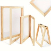 Resim Elastik Ağlı Ahşap Kağıt Yapım Kiti - El Yapımı Kağıt El Sanatları İçin 3 Parça Set, Dayanıklı Yapı ve Metal Menteşelerle Şarj Edilmemiş DIY Çerçeve Kalıpları, Özel Kağıt Oluşturma İçin 3 Farklı Boyut 