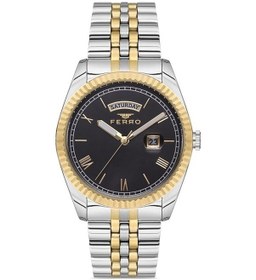Resim Ferro F11130a-d3 Quartz Çelik Altın/gri Siyah Kadran 41 Mm Erkek Kol Saati F11130a-d3 F11130a-d3 