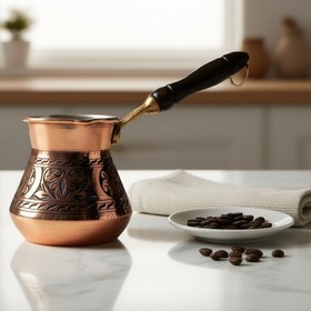 Resim Bakırzen Engraved Copper Turkish Coffee Pot - 400ml (13.53 fl oz) 