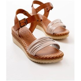 Resim İdimilla 731-07 Bej Ortopedik Hakiki Deri Dolgu Kadın Sandalet Çok Renkli 