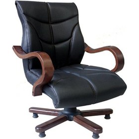 Resim Aron Ahşap Deri Misafir Koltuğu Siyah 