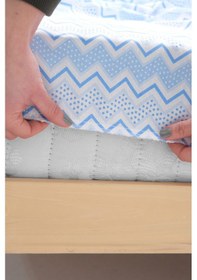 Resim Star Lastikli Çarşaflı Pamuklu Tek Kişilik Nevresim Takımı - Mavi 