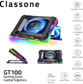 Resim Ecovibe GT100 Gaming Laptop Sogutucu 2200RPM, Rgb Işıklı, LED Display Notebook Soğutucu Stand 
