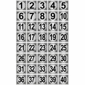 Resim Özarslan Dizayn Metal Kapı,masa,dolap Numarası 3,5x3,5cm 40 Adet (1..40) Gümüş Renk Metal 