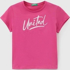 Resim United Colors Of Benetton Kız Çocuk United Logo T-shirt - Fuşya Fuşya 
