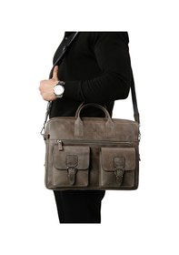 Resim Mft Leather Hakiki Deri Laptop El Çantası Loreen 2230 Tiguan Gri 