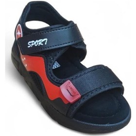 Resim Erkek Çocuk Cırtlı Hafif Rahat Taban Sandalet Siyah-kırmızı 001 