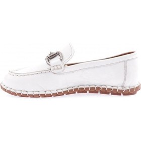 Resim Dgn 600-23y Kadin Dikiş Detayli Metal Tokali Loafer Ayakkabi 600-2109-R0198 Beyaz 