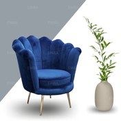 Resim EMBA LUXURY Papatya Istiridye Tekli Berjer ( Lacivert V24 Gold Ayak ) 