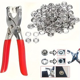 Resim Beş Pençe Toka, Dikişsiz Perçin Bağlantı Elemanlı Paslanmaz Çelik Snap Fastener Kiti, DIY El Sanatları Giysiler ve Şapkalar için Uygun ve 400 Düğme ile 