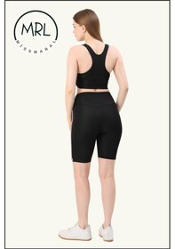 Resim Kadın Siyah Yüksek Bel Toparlayıcı Biker Şort Kısa Spor Tayt Likralı Dalgıç Biker Tights 1043 Siyah Gül 