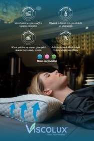 Resim Servikal Boyun Destekli Ortopedik Yastık - Boyun Düzleşmesi Visco Yastık 56x34x10,5 Mavi 