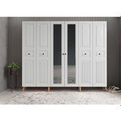 Resim Meridyen Membran 6 Kapaklı Portmanto Montaj Dahil Çam Beyaz 240 C 